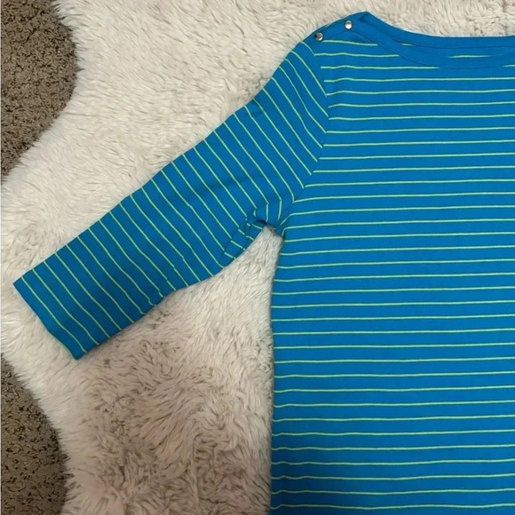 Studio Works Petite black and green striped 3/4 sleeves top size small - Picture 4 of 7